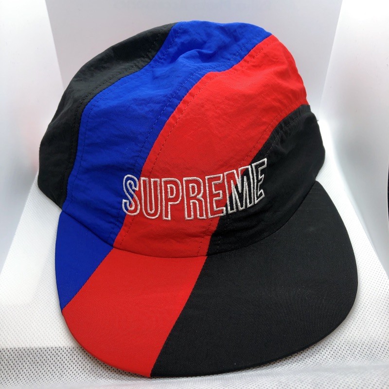 SUPREME DIAGONAL STRIPE NYLON HAT全新(黑紅藍)現貨| 蝦皮購物