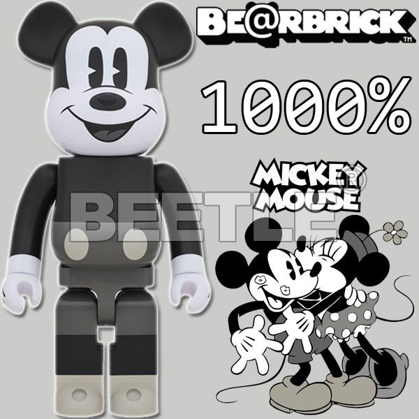 BEETLE BE@RBRICK DISNEY 迪士尼米奇米老鼠黑灰MICKEY BEARBRICK 1000