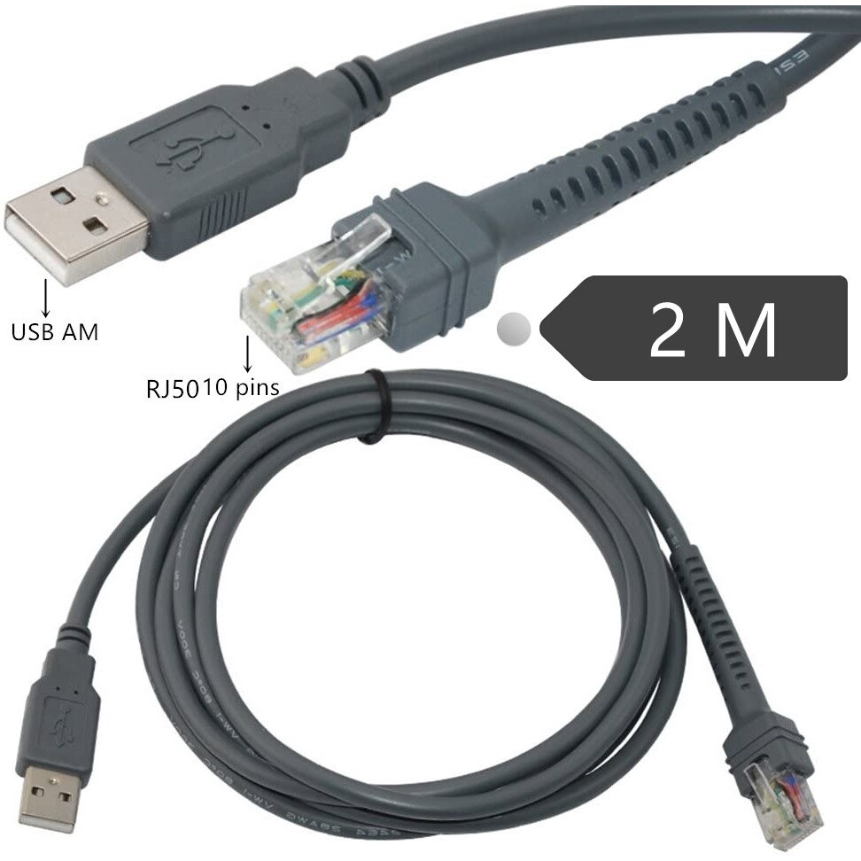 Ere usb A 公轉 rj50 電纜 rj50 公對 usb 公條形碼掃描儀打印機 LS2208 LS1203 LS | 蝦皮購物