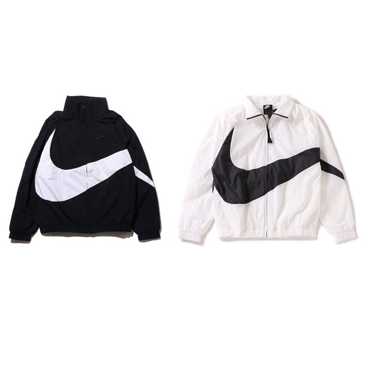 鋒仔球鞋】NIKE BIG SWOOSH JACKET 黑白大勾防風外套立領AR3133-010