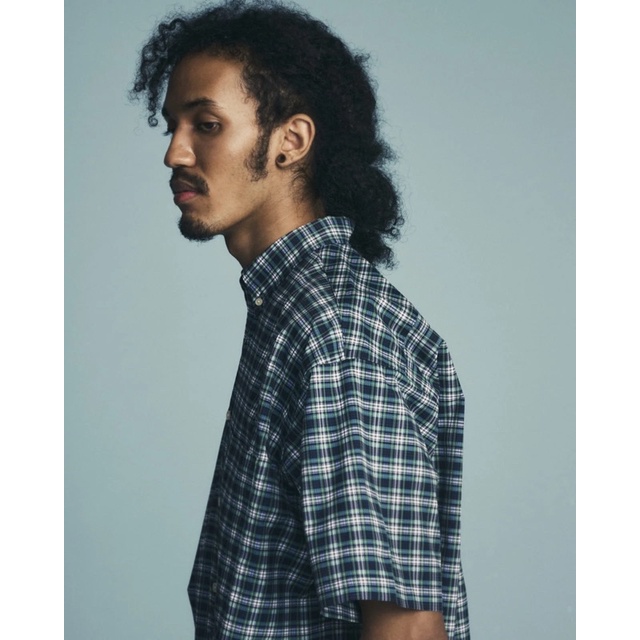 Daiwa pier 39 x l'echoppe EX Short Sleeve BD SHIRT 藍綠格紋L
