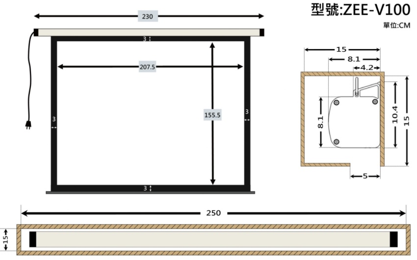 ZERO ZEE-V75 ZEE-V90 ZEE-V100 ZEE-V120 75-120吋 4:3經濟款電動布幕