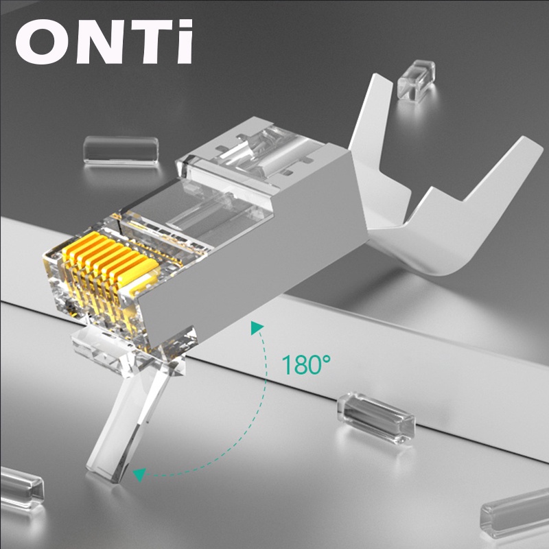 ONTi CAT7 屏蔽通孔壓接水晶頭 RJ45 連接器 Cat7 插座 10Gbps 屏蔽模塊化 | 蝦皮購物