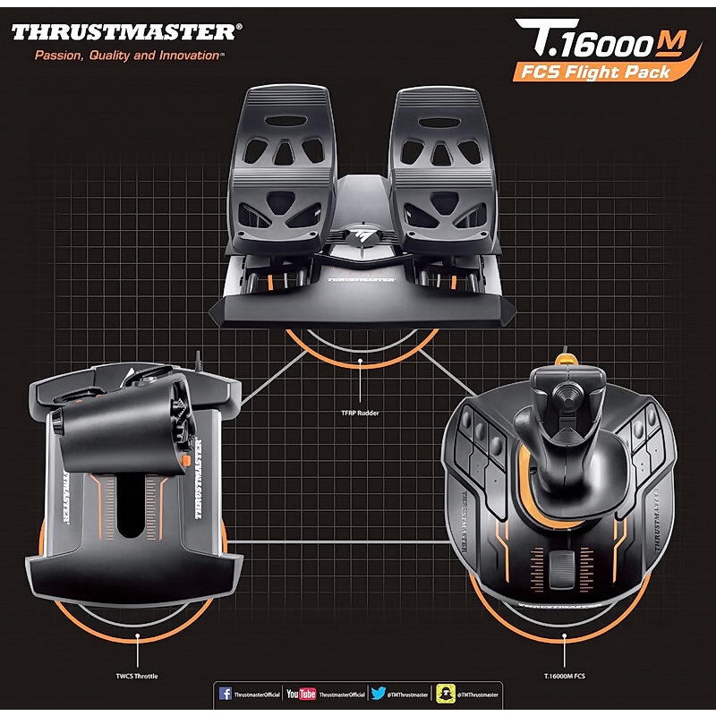 THRUSTMASTER T16000M FCS HOTAS FLIGHT PACK 飛行搖桿油門腳踏組合包