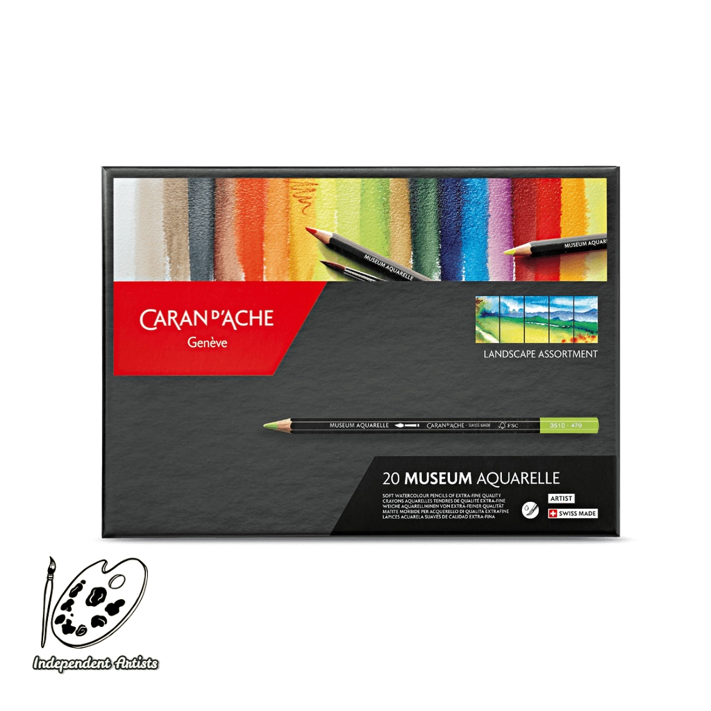 Caran D'Ache Museum Aquarelle Watercolor Pencils In A Durable Wood Box 76 Color Assortment