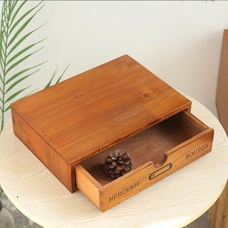 現貨！日式復古木盒抽屜收納盒 收納桌面整理盒木質抽屜柜