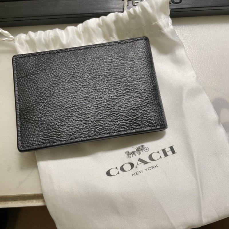 Coach 小卡夾 card case 黑色老花卡夾 | 蝦皮購物