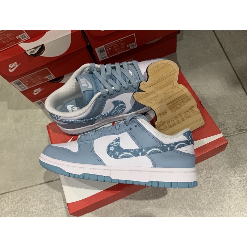 Butler] 熱銷款現貨Nike Dunk Low Paisley 低筒女版腰果花變形蟲白藍