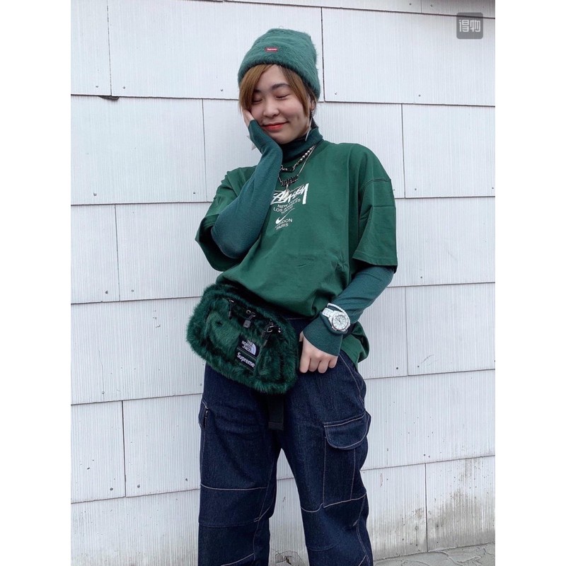 鞋術」Supreme®/The North Face® Faux Fur Waist Bag 皮草黑綠腰包