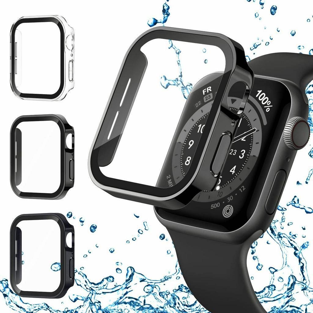 適用於Apple Watch Series 8 7 6 SE 45mm 41mm 帶有鋼化玻璃屏幕保護殼