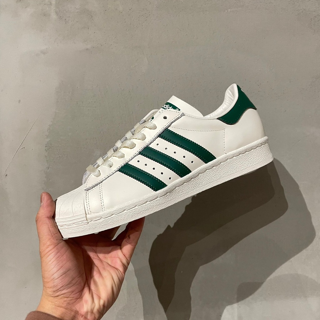 R-MAN】 Adidas Superstar 82 奶油金標皮革綠線GW6011 台灣公司貨