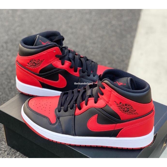 Nike Air Jordan 1 Mid Bred 黑紅小禁穿喬丹籃球鞋554724-074 | 蝦皮購物