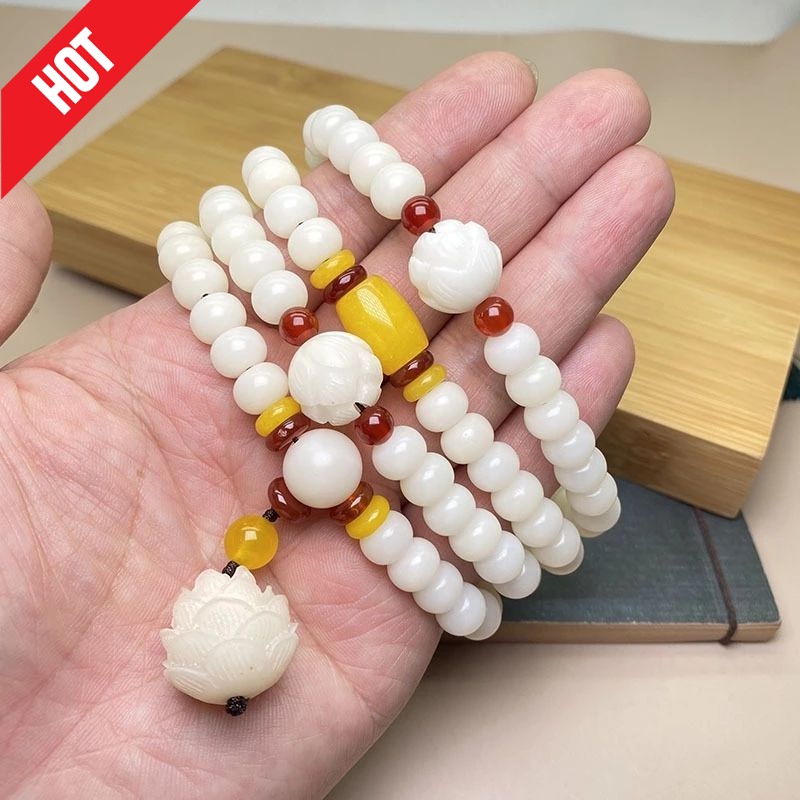 上品なスタイル 希少珍品 白玉菩提子数珠（白玉ボダイジュ数珠） 数珠 アクセサリー