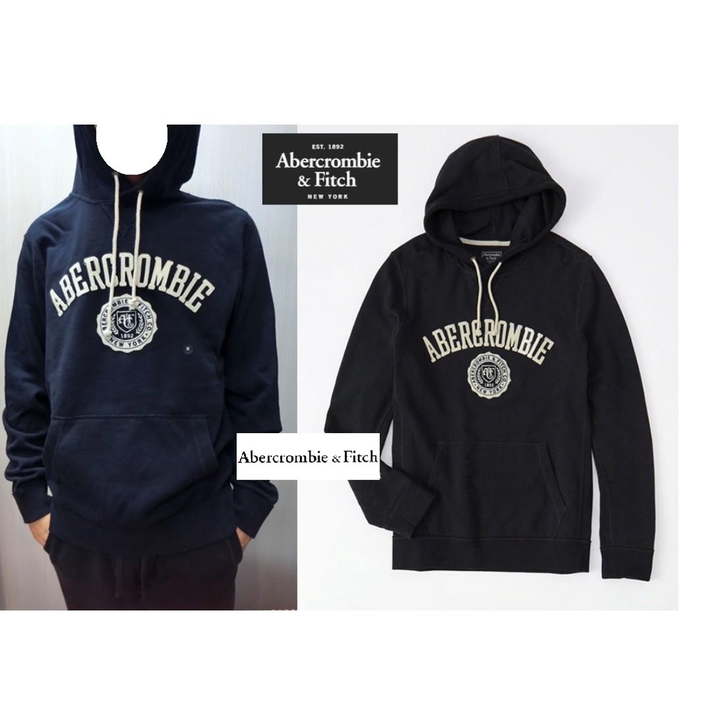 §上鉌嚴選 A&F Abercrombie APPLIQUE LOGO GRAPHIC HOODIE 經典連帽T深藍 蝦皮購物