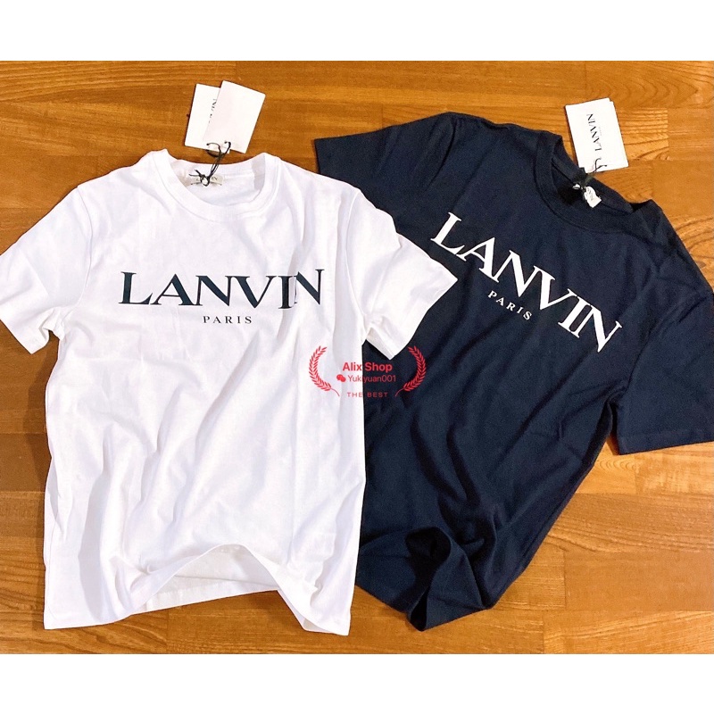 Lanvin Paris 浪凡 印刷Logo 男童裝短袖T恤，深藍色，女成人可參考。