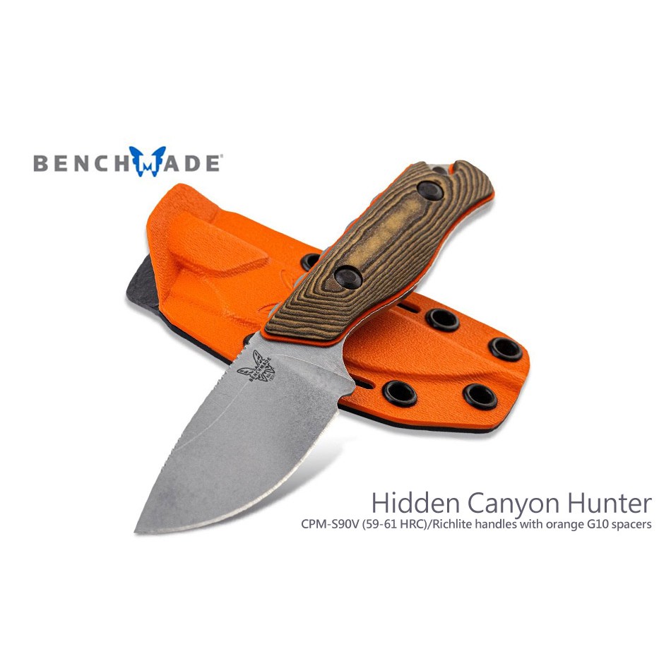 Benchmade HIDDEN CANYON HUNTER隱密峽谷紙漿電木+橘G10柄小獵刀(S90V) 蝦皮購物