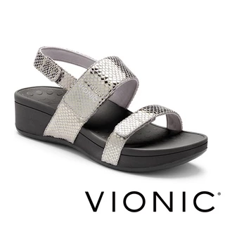 【VIONIC 法歐尼】BOLINAS 波琳娜 壓紋健康舒適厚底休閒涼鞋(銀)