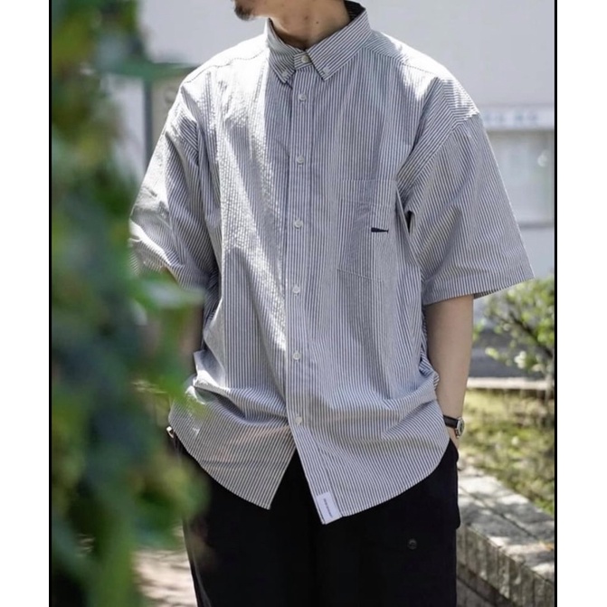 21SS DESCENDANT DCDT TRUMAN B.D SS SHIRT 直條紋鯨魚刺繡口袋襯衫