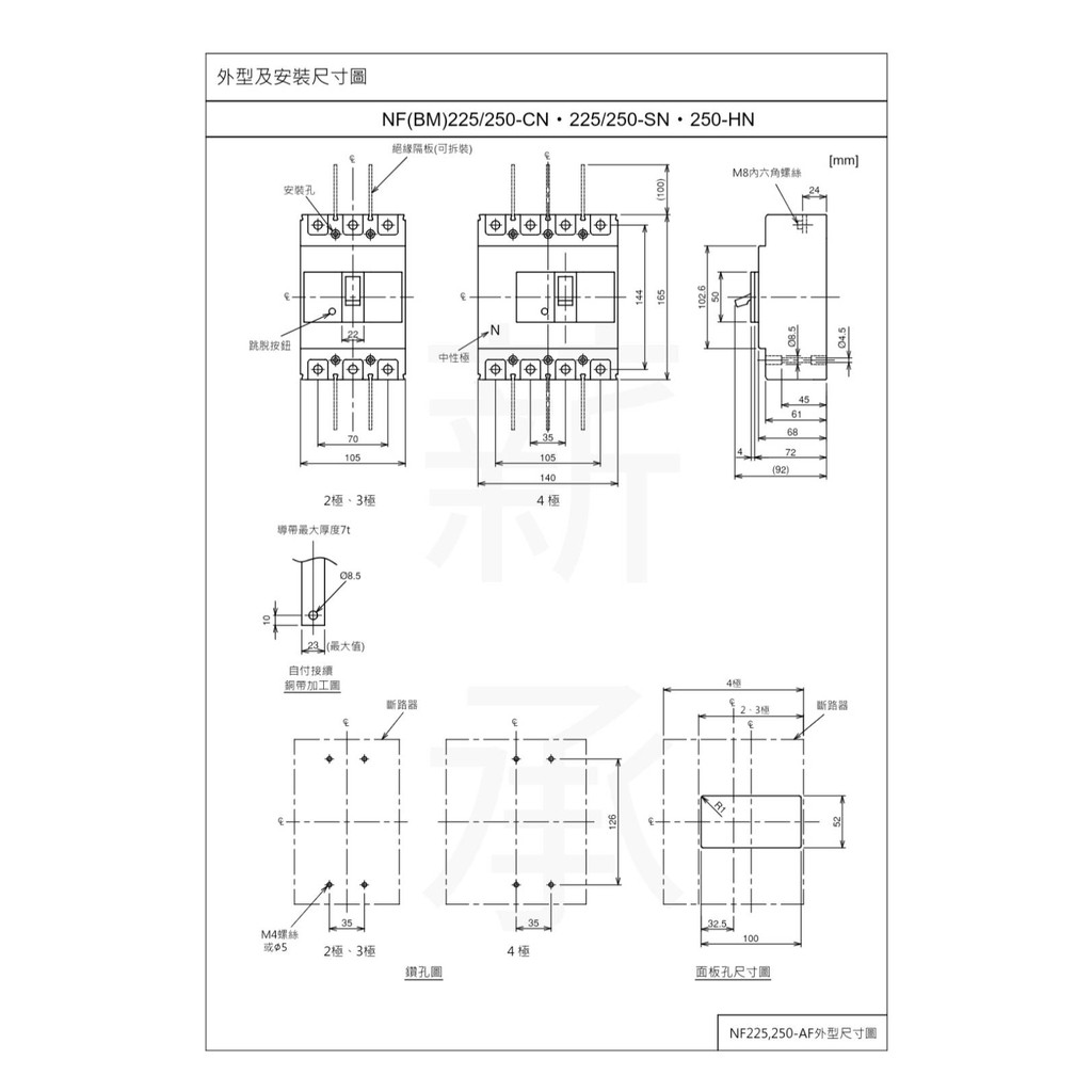 電子發票>士林電機NF250 CN 3P 125A 150A 175A 200A 225A 無熔線斷路器