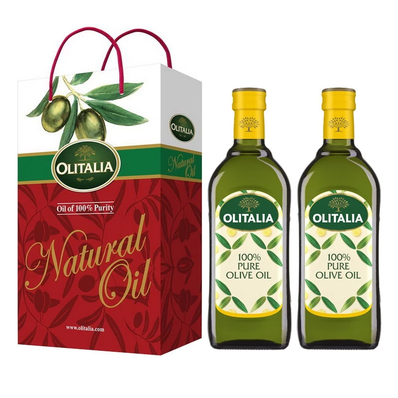 【送禮首選】把健康送進心坎裡！Olitalia 奧利塔純橄欖油禮盒組（1000ml x 2瓶）：中高溫台式熱炒救星，體面實用的義大利美學獻禮
