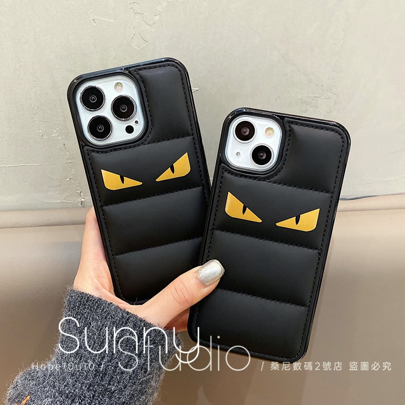 小怪獸羽絨手機殼FENDI 防摔殼創意大牌手機殼適用iphone 16 15 14 13