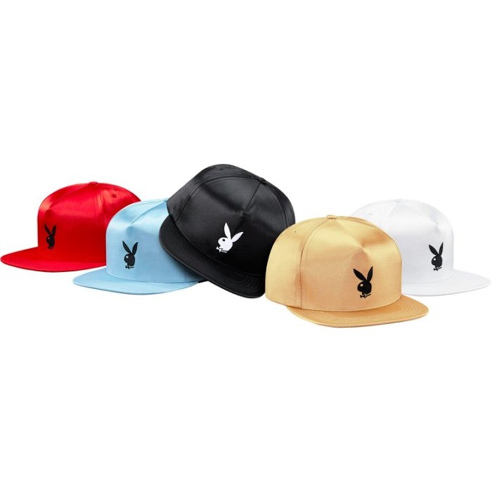 HOMIEZ】SUPREME X PLAYBOY Satin 5-Panel【SUP_HAT086】反光排扣5片帽