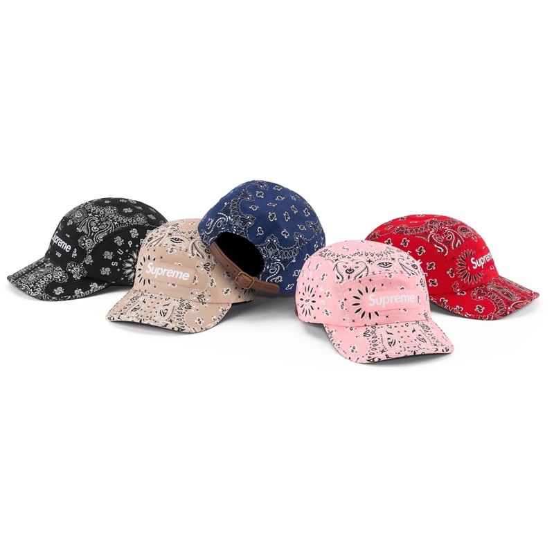 area0439】 2021 春夏Supreme Bandana Camp Cap 變形蟲五分割帽老帽皮