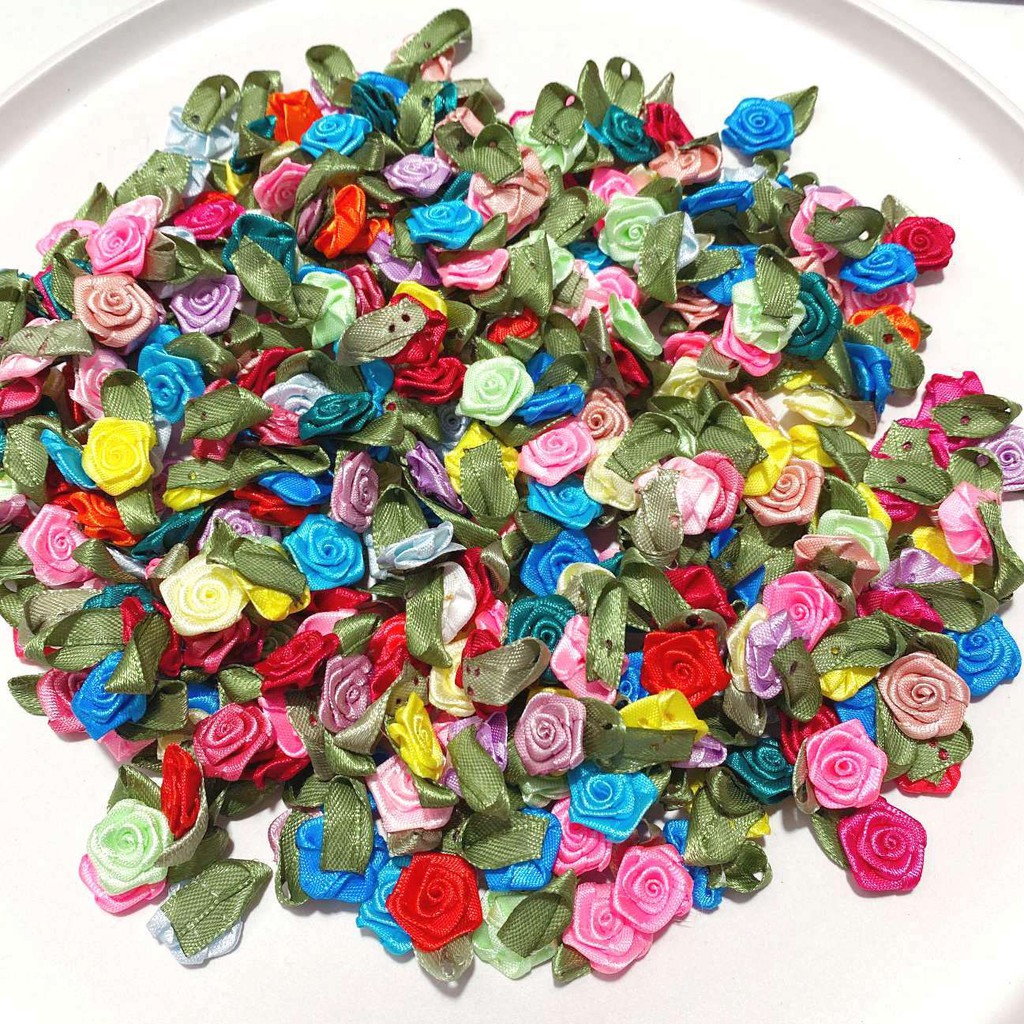 玫瑰絲帶花+葉 1.2~1.5cm左右 30.-元 / 20個 絲帶花 緞帶花 玫瑰絲帶花 DIY 材料 | 蝦皮購物