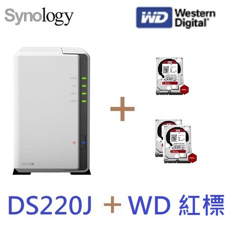 全新含發票群暉Synology DS220J DS223J 搭WD 紅標3.5吋NAS 專用硬碟