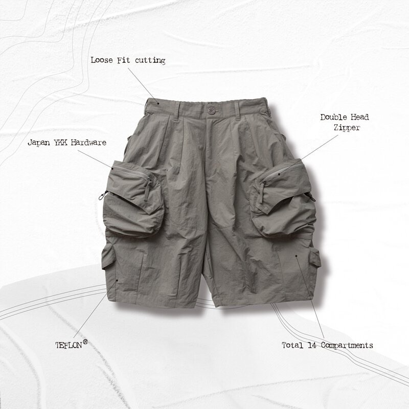 Goopi “WIDE 11” Big Boy Utility Shorts - Gray | 蝦皮購物