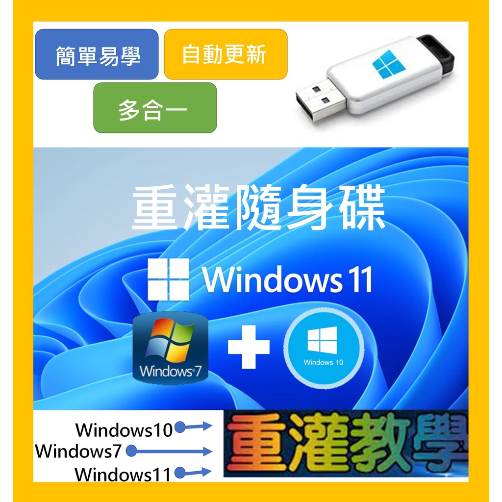 電腦的重灌隨身碟windows XP+7+10+11 DIY 人人都是重灌達人可以一直重灌練習重灌重灌教學無金鑰 | 蝦皮購物