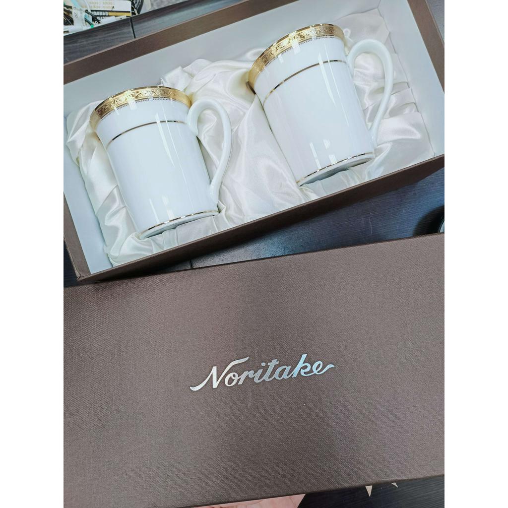 盒裝noritake 骨瓷日本皇室瓷器白瓷金邊馬克杯2個一組| 蝦皮購物