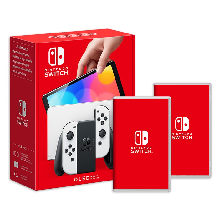 任天堂Nintendo Switch（OLED白色款式） 台灣公司貨+ 精選遊戲x2 現貨