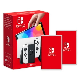 任天堂 Nintendo Switch（OLED白色款式） 台灣公司貨 + 精選遊戲x2 現貨 廠商直送