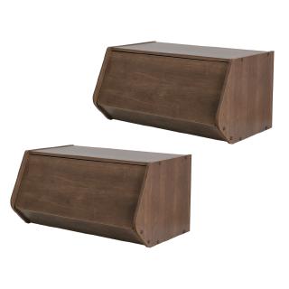 (組合) 日本IRIS 木質可掀門堆疊櫃 深木色 2入 60x30cm
