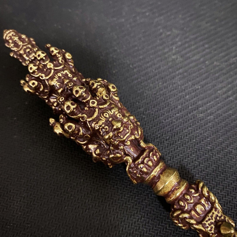 🔥手工精品🔥純銅新款穢跡金剛杵降魔杵法器金剛撅龍頭杵純金屬 🔥手工精品🔥純銅新款穢跡金剛杵降魔杵法器金剛撅龍頭杵純金屬