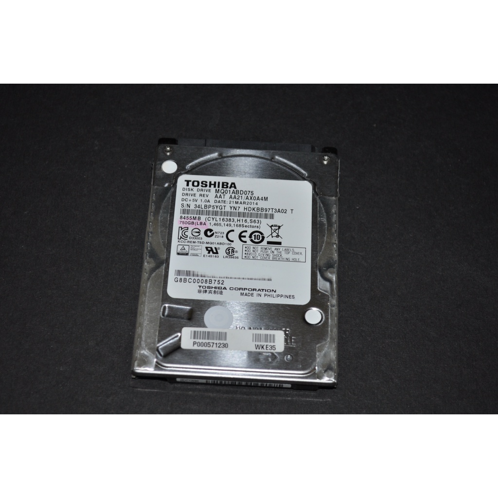 Toshiba 750G 2.5吋筆電硬碟MQ01ABD075 使用2241小時平均讀速99M