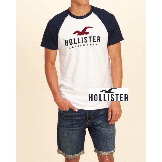 A&F副牌HCO真品Hollister Colorblock Logo Graphic Tee拼接短T-白 | 蝦皮購物