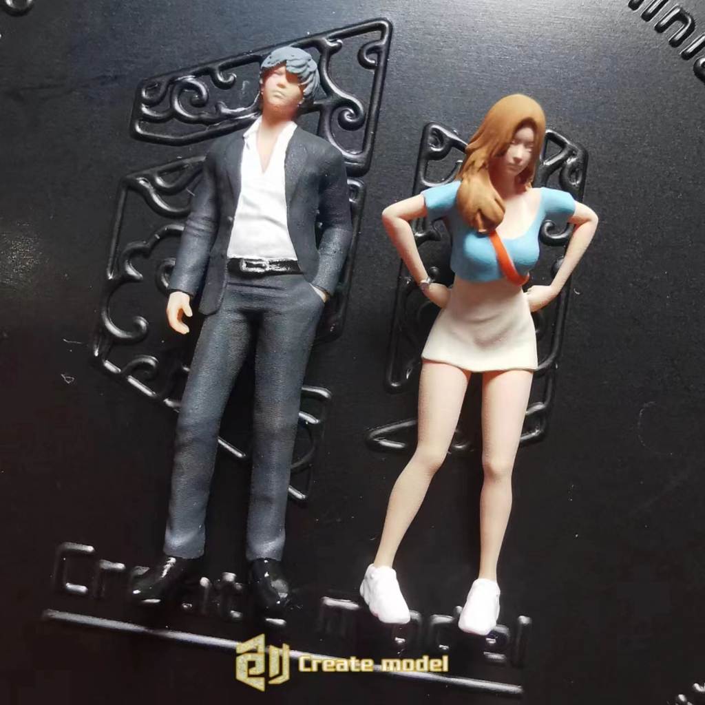 創Create Model 1/64人偶撩妹系列型男美女情侶雙人精緻人偶車模場景  