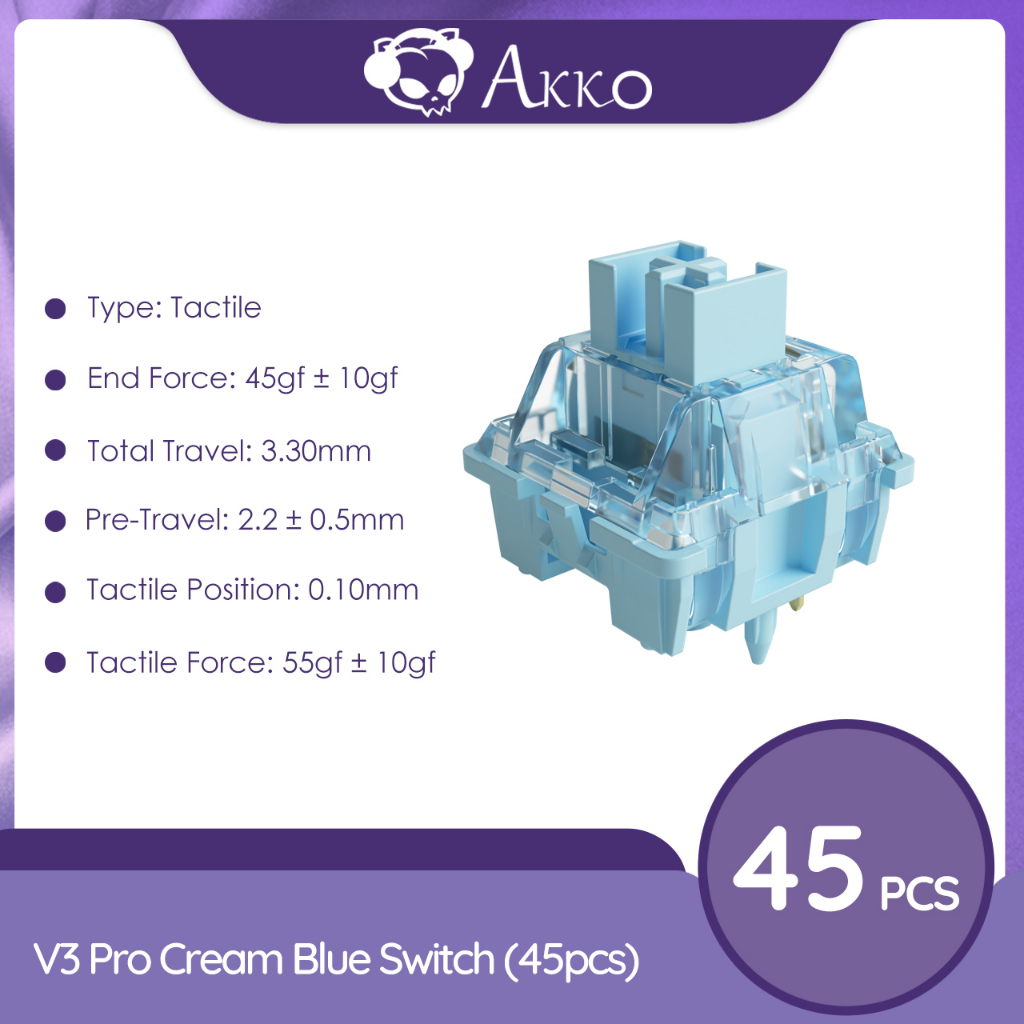 新到貨/45PCS】Akko Cream Blue V3 / V3 Pro Switch 3 Pin 38gf 輕觸開 