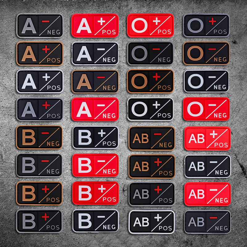 3D PVC橡膠補丁血型章A+ AB+ O+ B+頭盔徽章戰術軍事補丁 帶鉤子 | 蝦皮購物