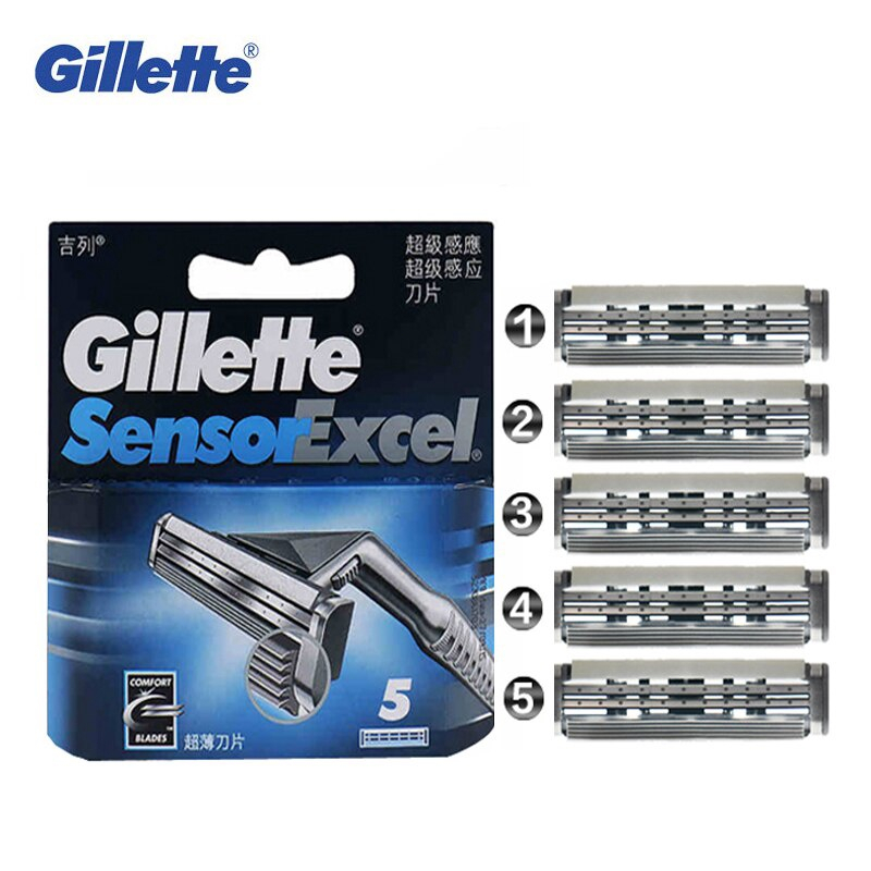 GILLETTE 吉列傳感器 Excel 剃須刀墨盒刀片替換頭面部鬍鬚剃須脫毛雙層剃須刀片 Vector3 Razor | 蝦皮購物