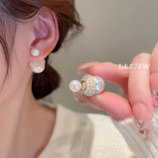 DREJEW 大珍珠耳環新款名媛氣質小眾設計高級感耳墜耳飾女