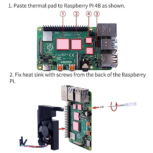 52pi Raspberry Pi 4 鋁製散熱器,帶 PWM 可控風扇,Raspberry Pi 4 Armor Li | 蝦皮購物