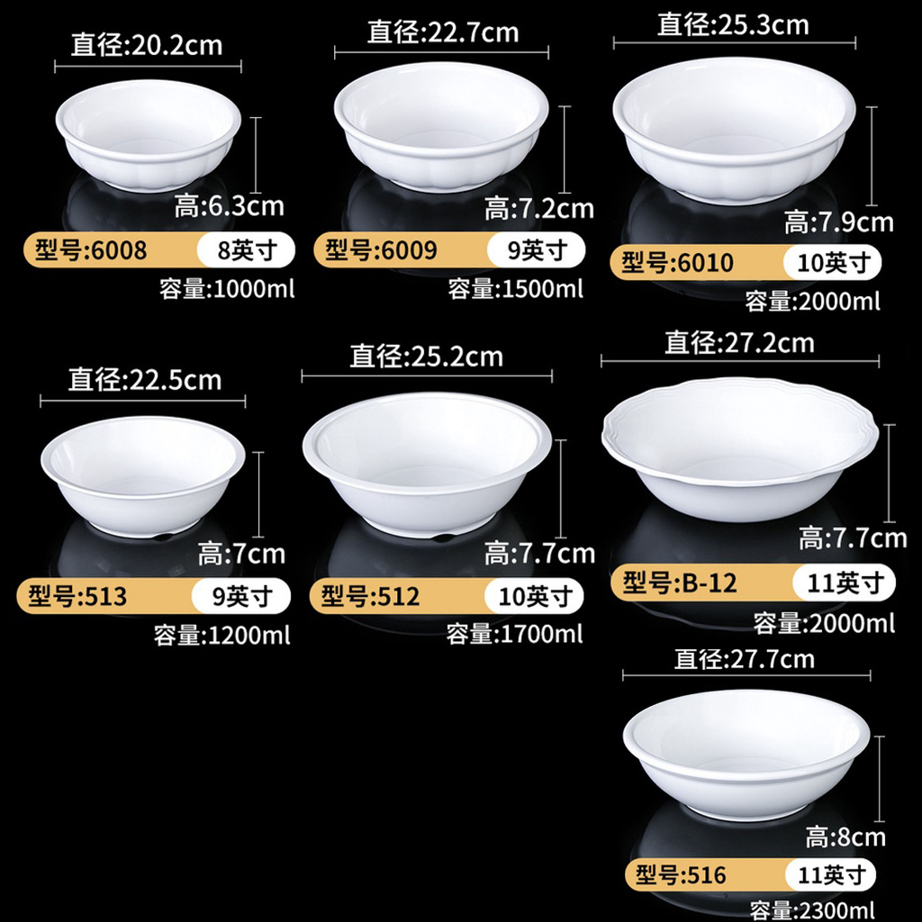 【現貨】【美耐皿】密胺餐廳飯店火鍋白色餐具塑膠碗仿瓷大碗商用大號湯碗湯盆大湯碗 大菜盤 祥源美 凱柏雅 | 蝦皮購物