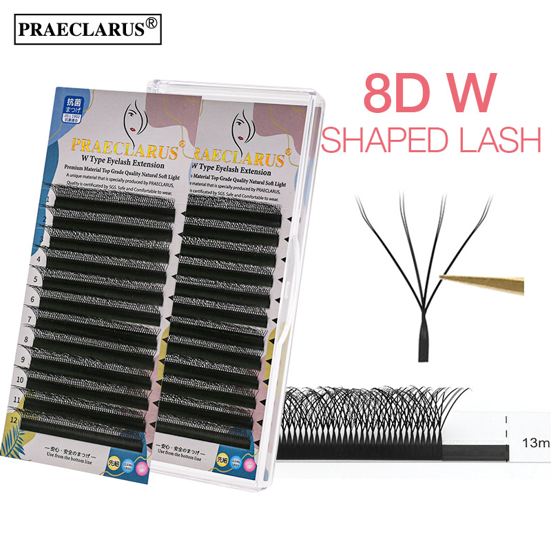 Praeclarus 8D W 型睫毛延長厚度 0.07mm 優質材料 PBT 纖維手工編織自然柔軟 W 形假睫毛水貂毛 | 蝦皮購物