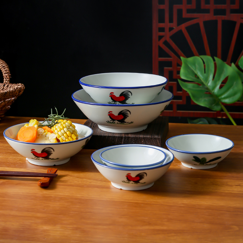 #熱銷餐具 金典懷舊高溫陶瓷公雞豬腳飯碗湯麵碗老式斗笠喇叭道具碗雞公大湯牛肉餐具拉麵碗TVB周星馳電影道具碗餐具 | 蝦皮購物