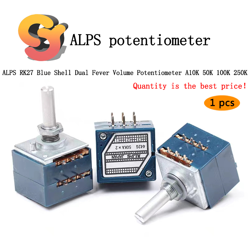 【现货供应】ALPS RK27 藍殼 雙聯發燒音量電位器 A10K 50K 100K 250K花柄/圓柄電位器 | 蝦皮購物