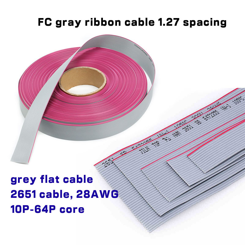 Fc灰色扁平電纜帶間距1.27連接到2.54jtag/isp連接壓頭10/16/40p -64P灰色2651扁平電纜&* | 蝦皮購物