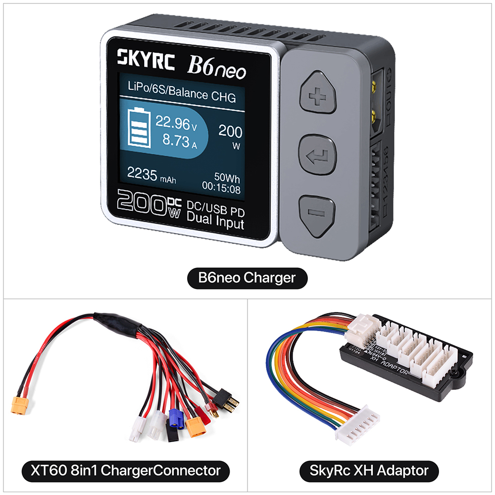 SKYRC B6neo 200W 充電器セット 2023 SkyRC B6neo スマート充電器 - DC 200W PD 80W バッテリー